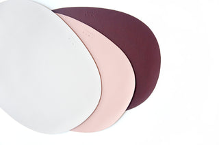 Deco Oval Placemats Ivory & Blush Pink & Burgundy Photo