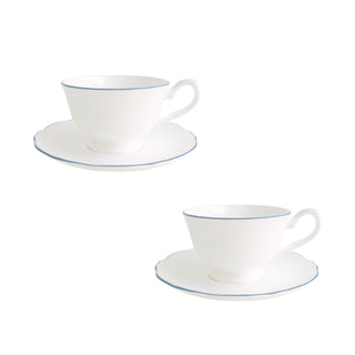 Amelie Royal Blue Set of 2 Espresso Cups and Saucers White Background Photo