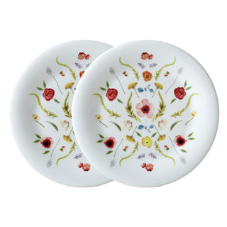 Scandinavian Floral Set of 2 8 in. Salad Plates White Background Photo