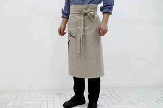 Bistro Apron Tan Lifestyle Shot Front