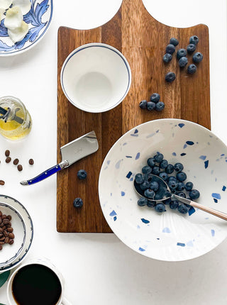 Terrazzo Azzurro Serving Bowl & Assorted Blue Bird Lifestyle Photo