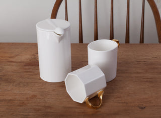 Cutlery Jug & Oval Mug w/ Gold Handle & Cup w/ Spoon Handle Lifestyle Photo