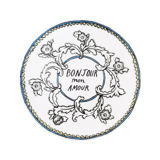 Bonjour Mon Amour 8 in. Salad Plate White Background Photo