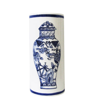 Well Versed Blue Large Vase White Background Photo