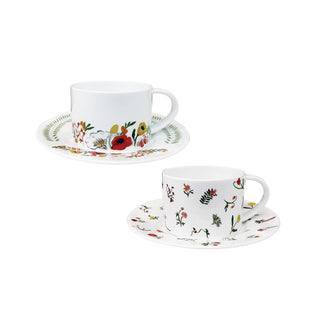 Language of Flowers Set of 2 Cups and Saucers White Background Photo